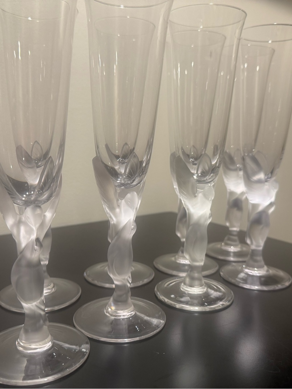 Faberge Clear Crystal Champagne Flutes with Twisted Stems - Set of 8 - Picture 3 of 7